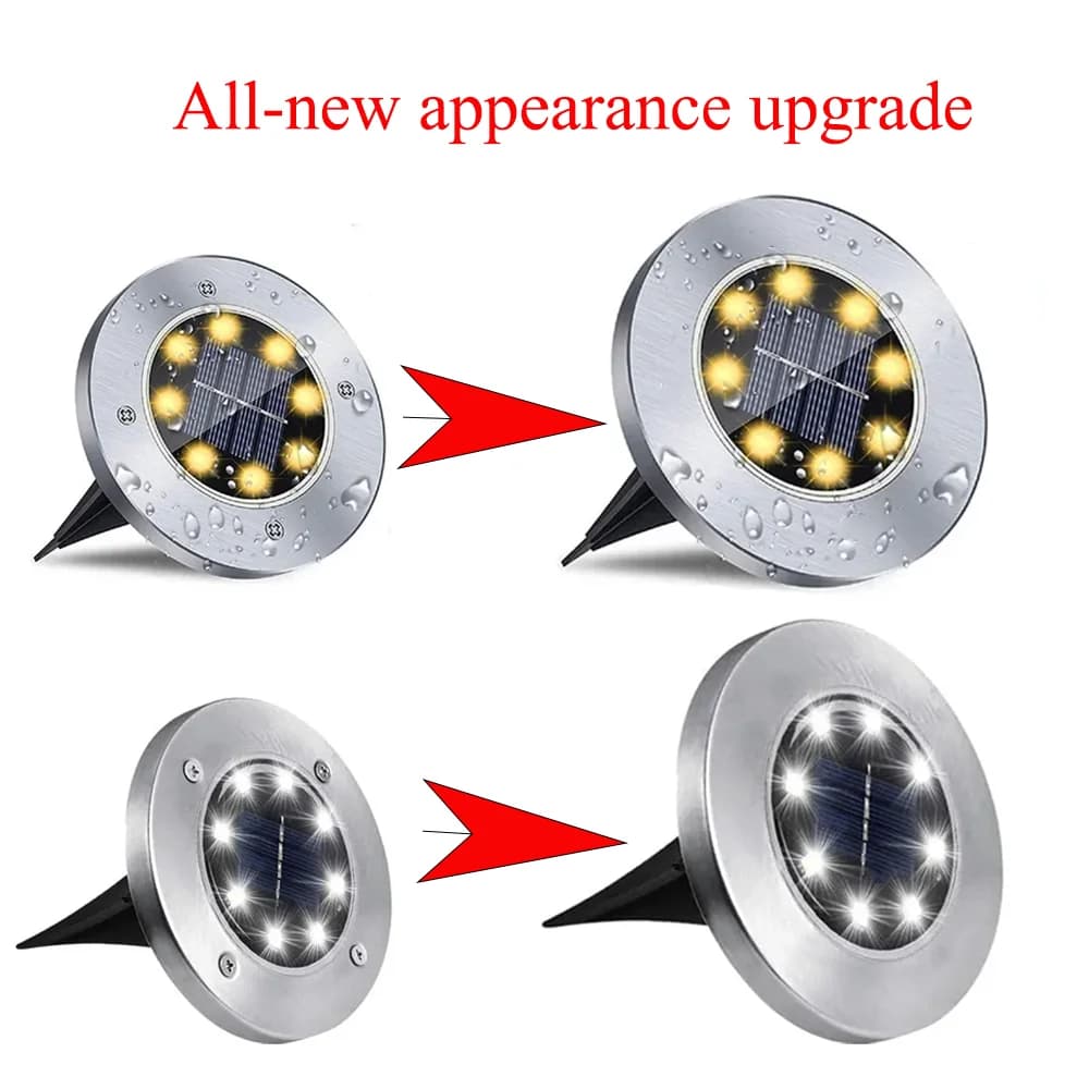 4-Pack Lampu Dek Cakera LED Solar, 8 LED