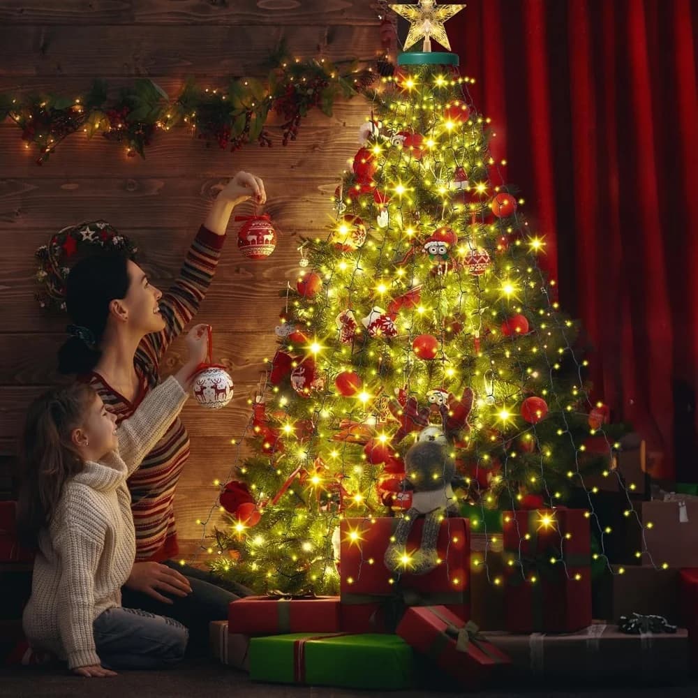 Lampu Pokok Krismas 280 LED dengan Hiasan Bintang