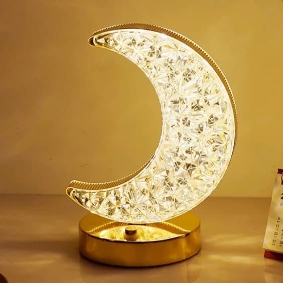 Lampu Malam LED Kristal Bulan Bintang Boleh Dicas Semula