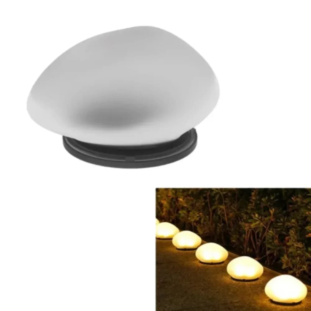Lampu Taman Batu Kerikil Surya Cahaya Putih Hangat