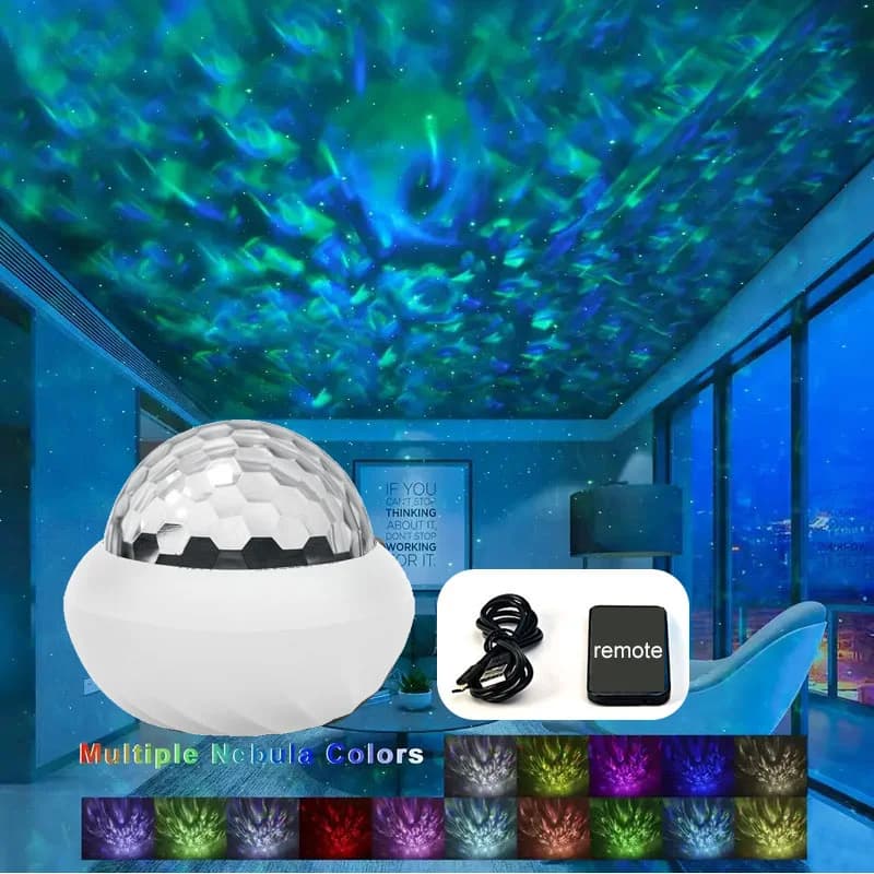 Lampu Malam Projektor Aurora RGB dengan Remote