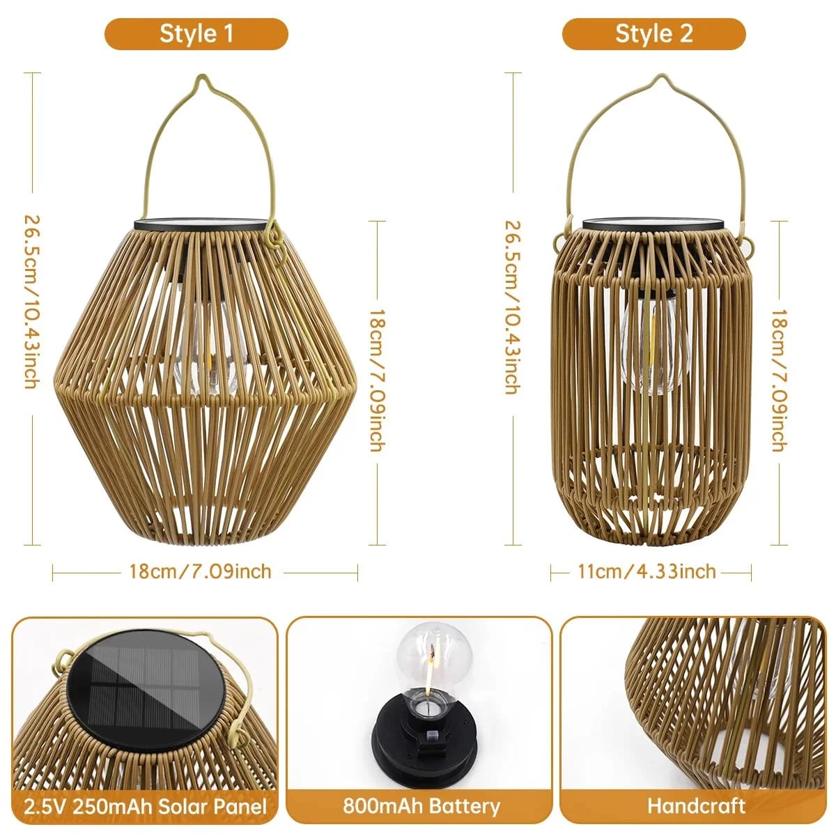 Lampu Gantung Solar Rotan Tenunan Tangan