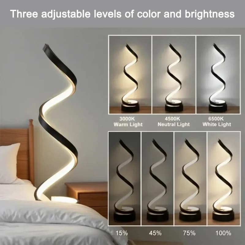 Lampu Meja LED Spiral, 3 Suhu Warna