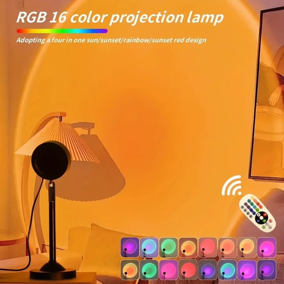 Lampu Projektor Sunset RGB USB Mini dengan Remote