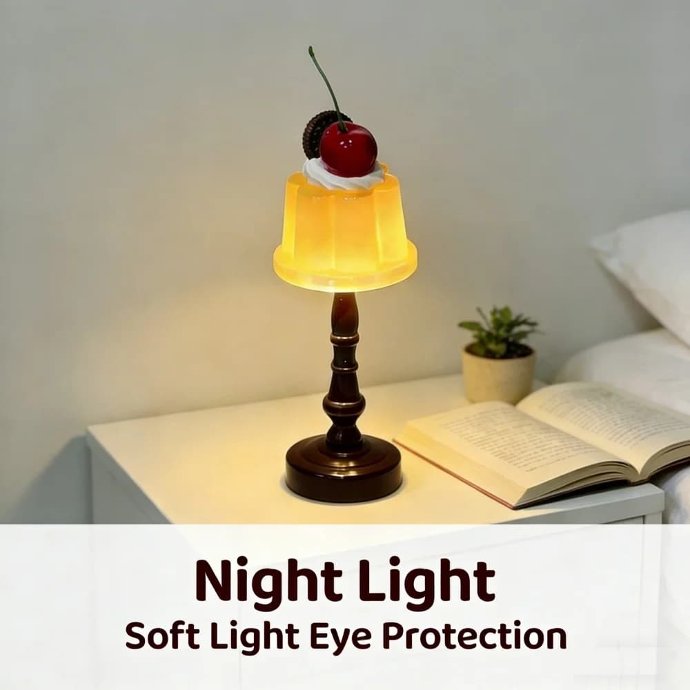 Lampu Meja Mini LED Bentuk Pudding Retro