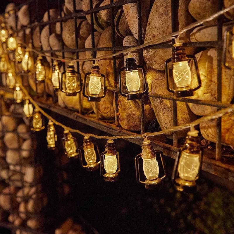 Lampu Tali Lantern Solar Cahaya Putih Hangat