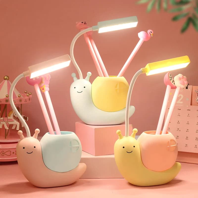 Lampu Meja LED Bentuk Siput dengan Pemegang Pen
