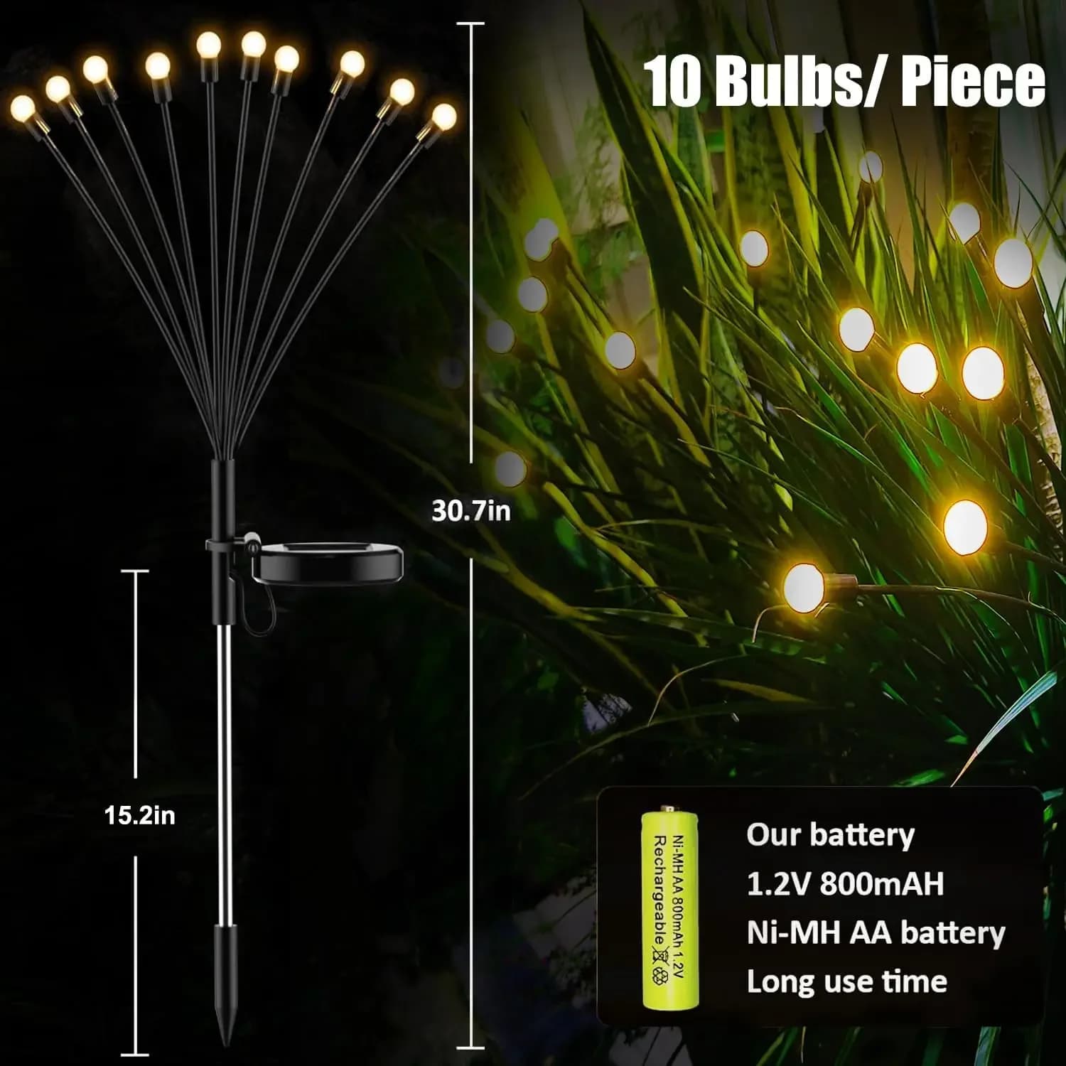 Lampu Taman Kunang-kunang Solar Tiga Kepala