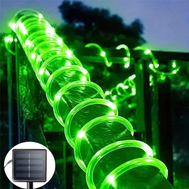 Lampu Laluan Tali LED Solar, 8 Mod