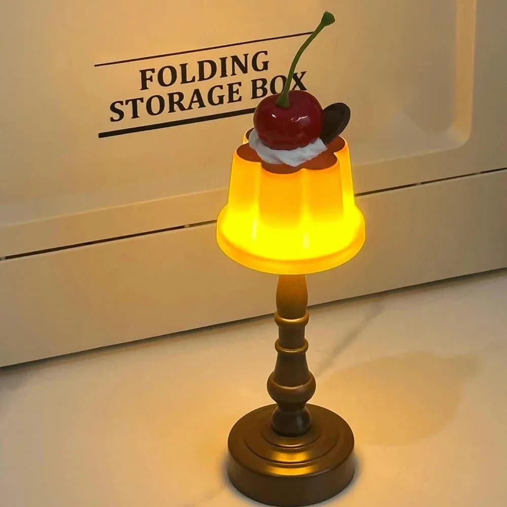Lampu Meja Mini LED Bentuk Pudding Retro