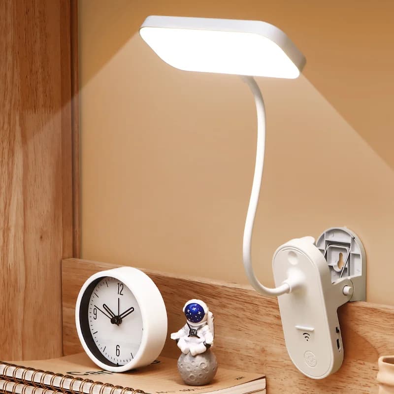 Lampu Meja Sisi Katil LED Klip USB Boleh Dicas Semula, Boleh Laras