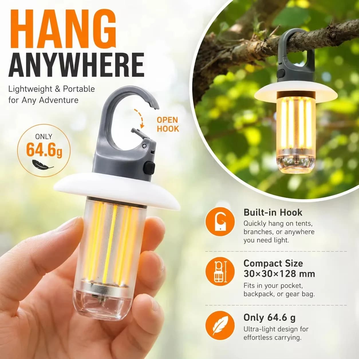Lampu Suluh LED COB Boleh Cas Semula, Lampu Sorot Pegang Tangan untuk Berkhemah
