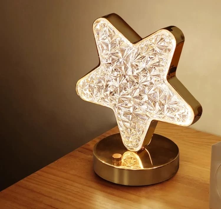 Lampu Malam LED Kristal Bulan Bintang Boleh Dicas Semula