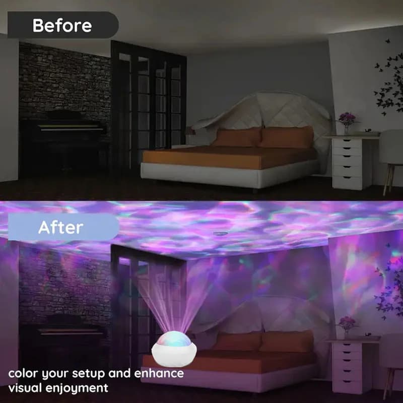 Lampu Malam Projektor Aurora RGB dengan Remote
