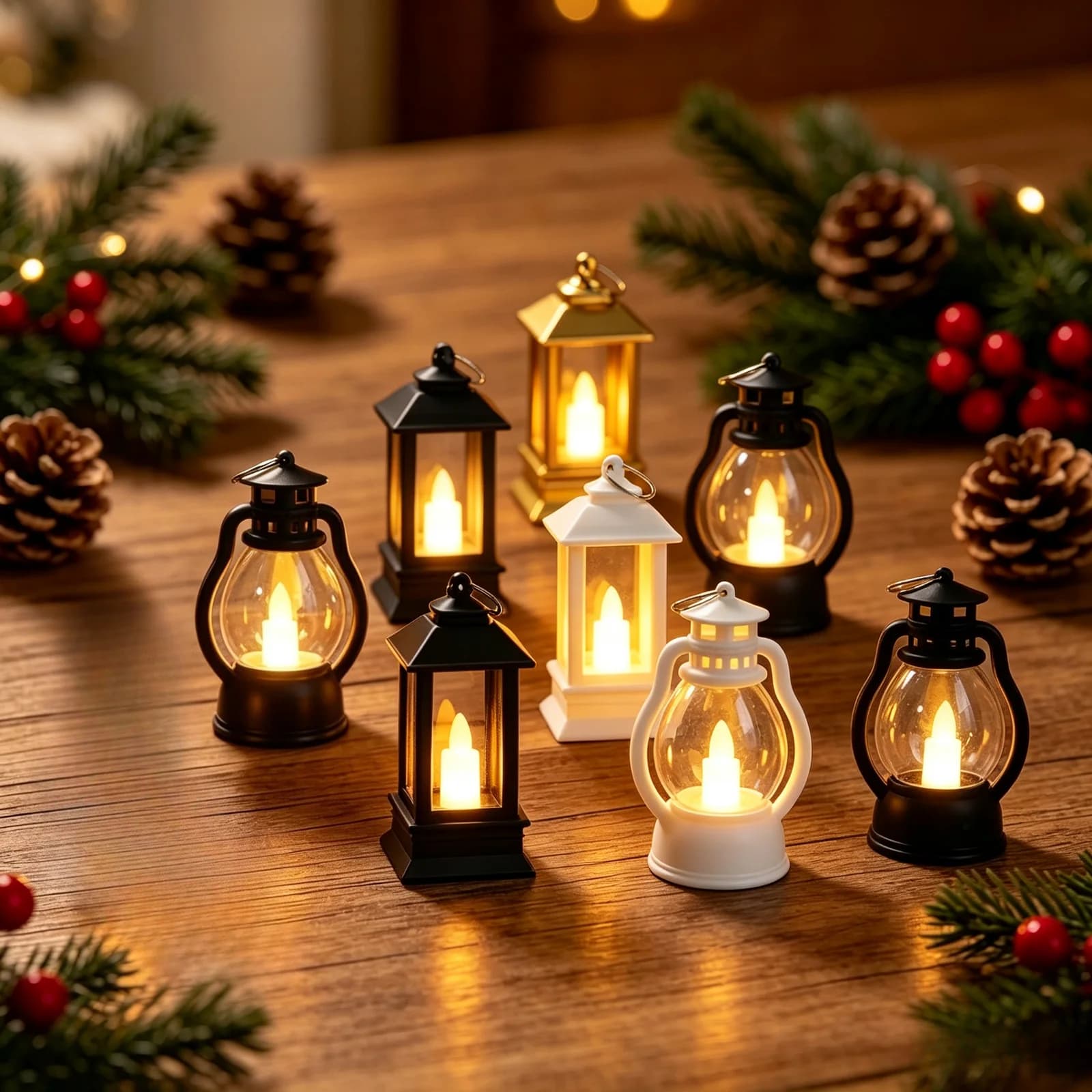 Lampu Malam LED Candle Lantern Mini Retro Bercahaya Hangat untuk Dekorasi