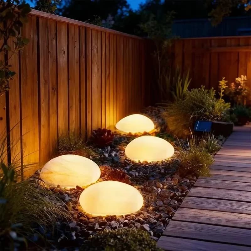 Lampu Laluan Batu Kerikil LED Solar Kalis Air