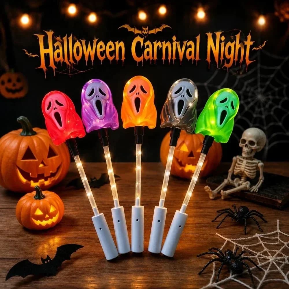 Lampu Tongkat LED Topper Hantu Pelbagai Warna Halloween