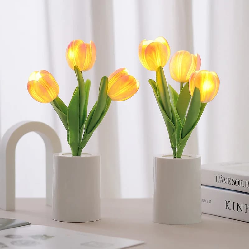 Lampu Malam Simulasi Buket Tulip LED Cahaya Hangat
