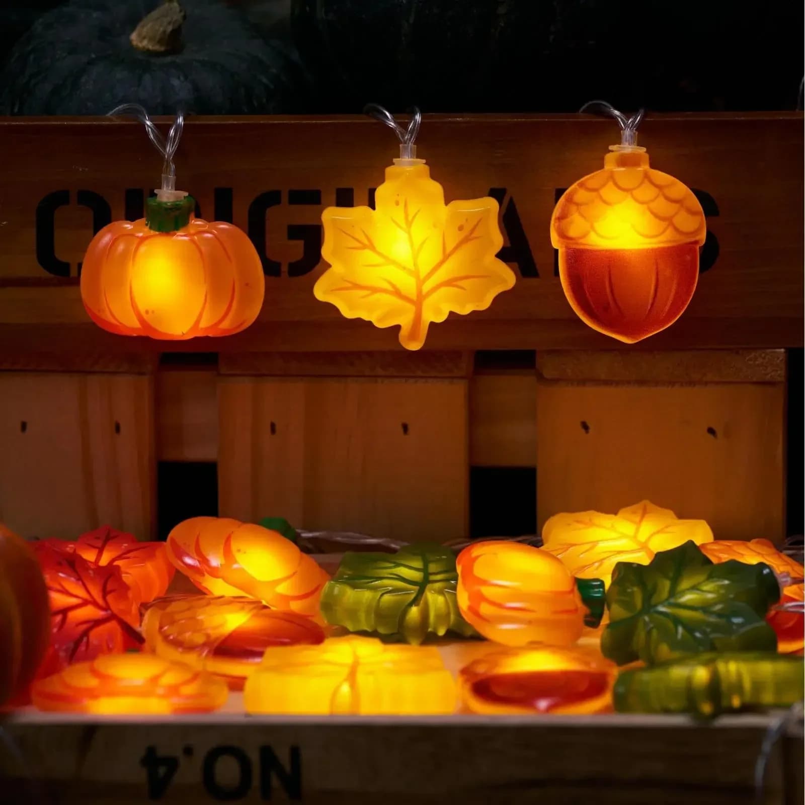Lampu String LED Thanksgiving Pelbagai Warna Merah Kuning Hijau