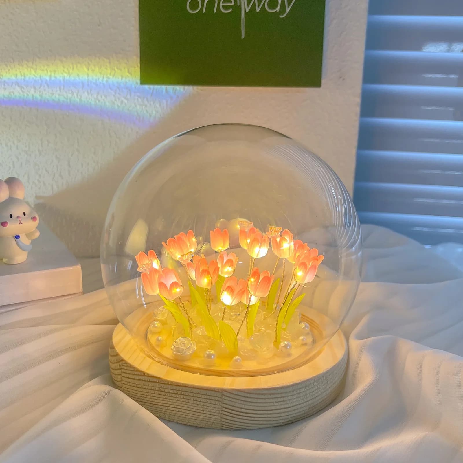 Kit DIY Lampu Malam Tulip Mini, Hiasan Rumah Buatan Tangan