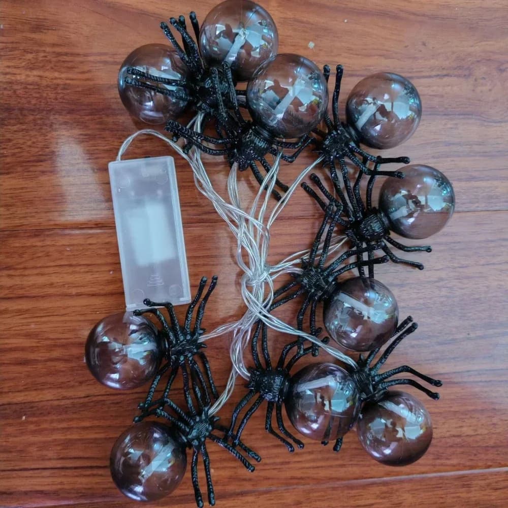 Lampu String LED Labah-labah Ungu, Dikuasakan Bateri