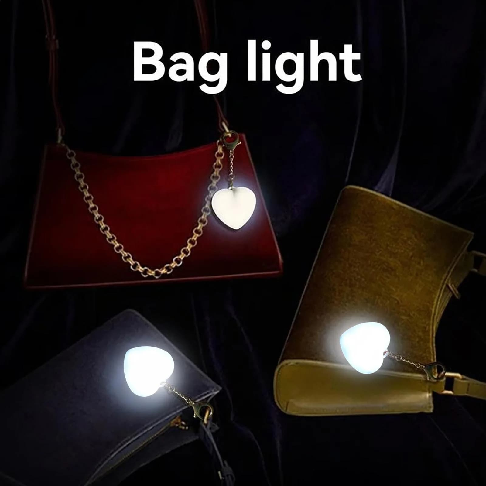 Gantungan Kunci Lampu Malam Sensor LED Bentuk Hati Boleh Dicas Semula