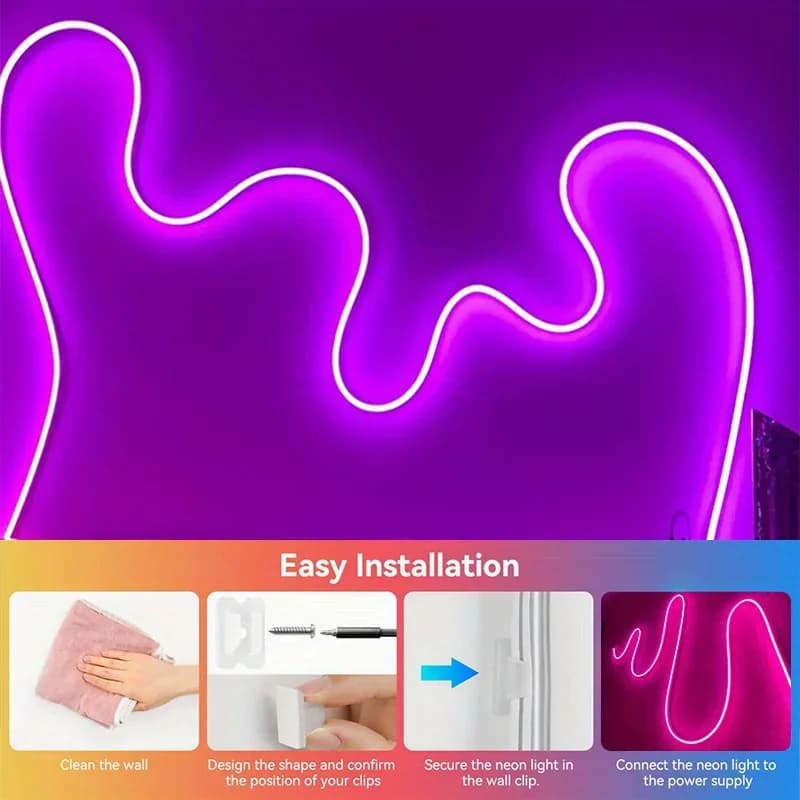 Lampu Jalur LED Neon RGB Fleksibel USB dengan Kawalan Jauh