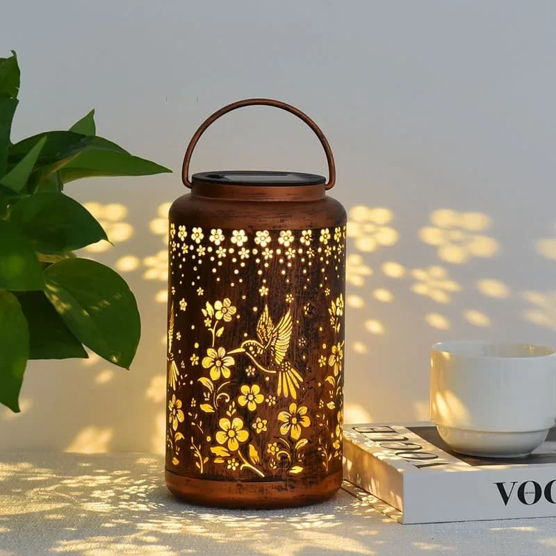 Lampu Tangga Logam Burung Kolibri Retro Solar