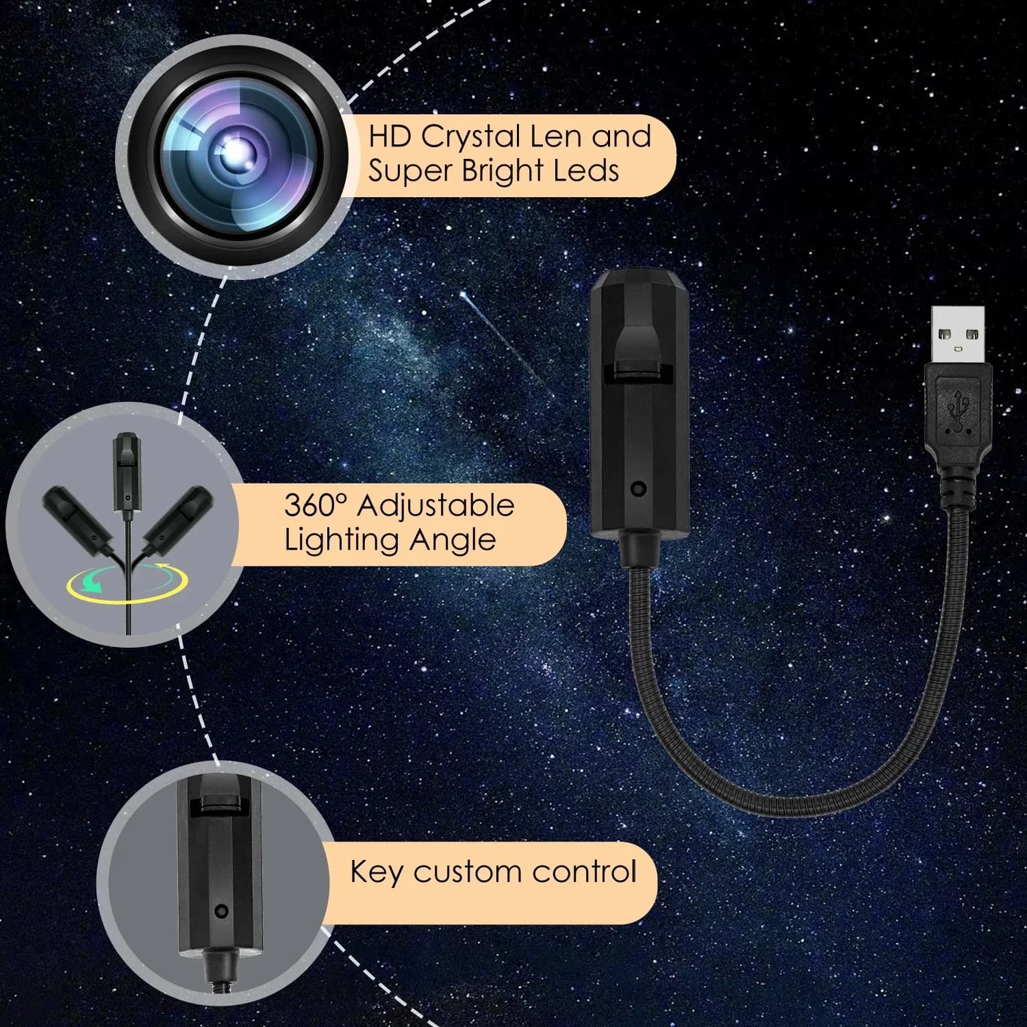 Projektor Lampu Malam USB dengan Corak Siri Lautan