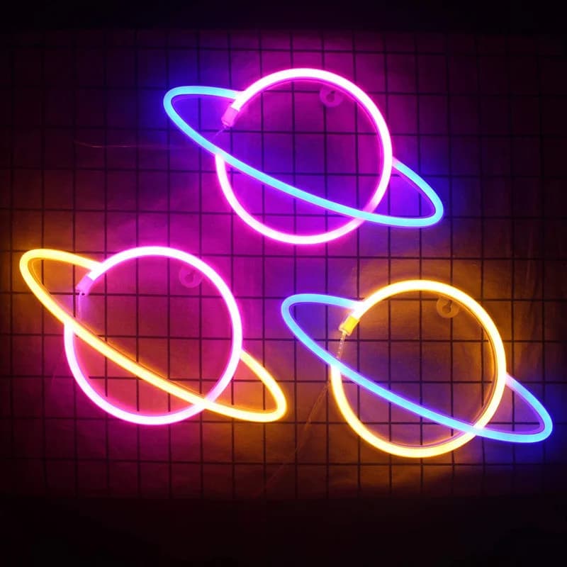 Papan Tanda Neon Kilat, Lampu Dinding LED USB/Bateri
