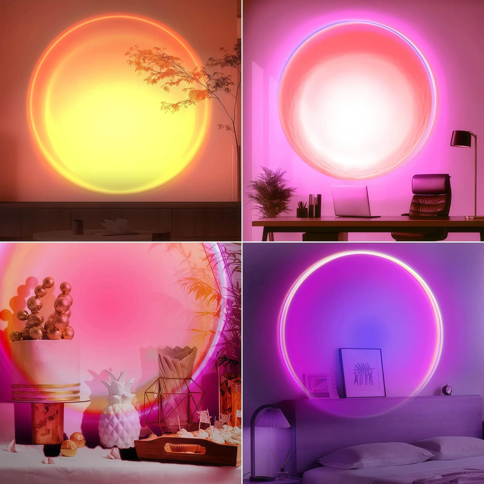 Projektor Lampu Matahari Terbenam RGB Mini dengan Alat Kawalan Jauh, LED USB