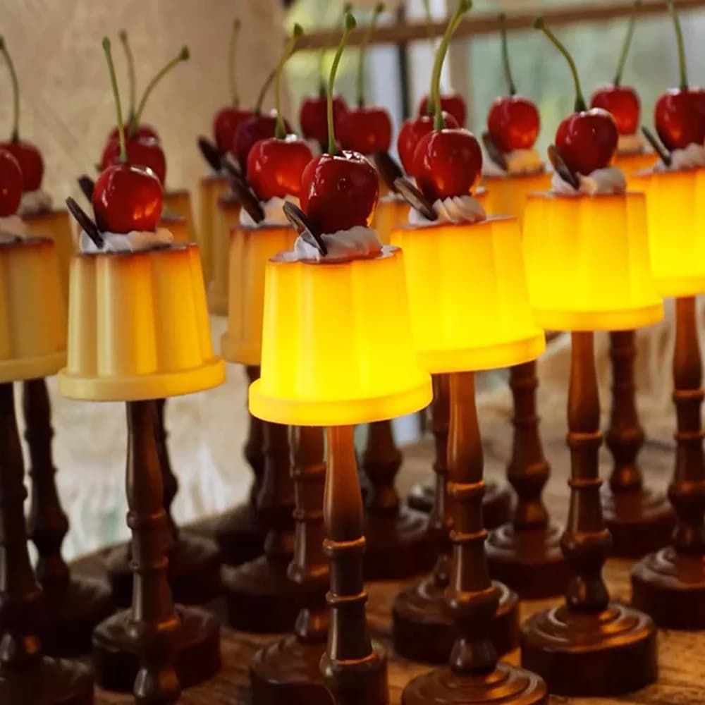 Lampu Meja Mini LED Bentuk Pudding Retro