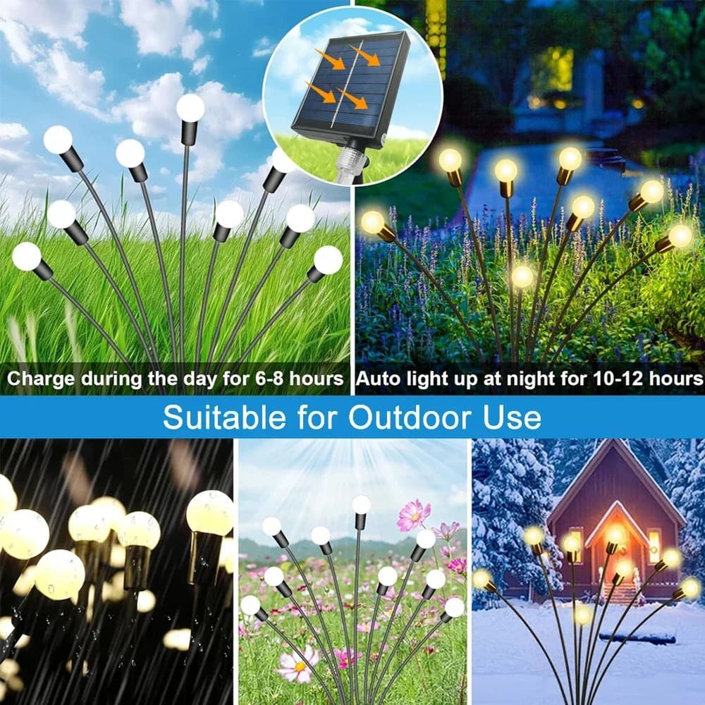 Lampu Peri Kunang-kunang Tenaga Solar Bergoyang, Lampu Taman Kalis Air RGB