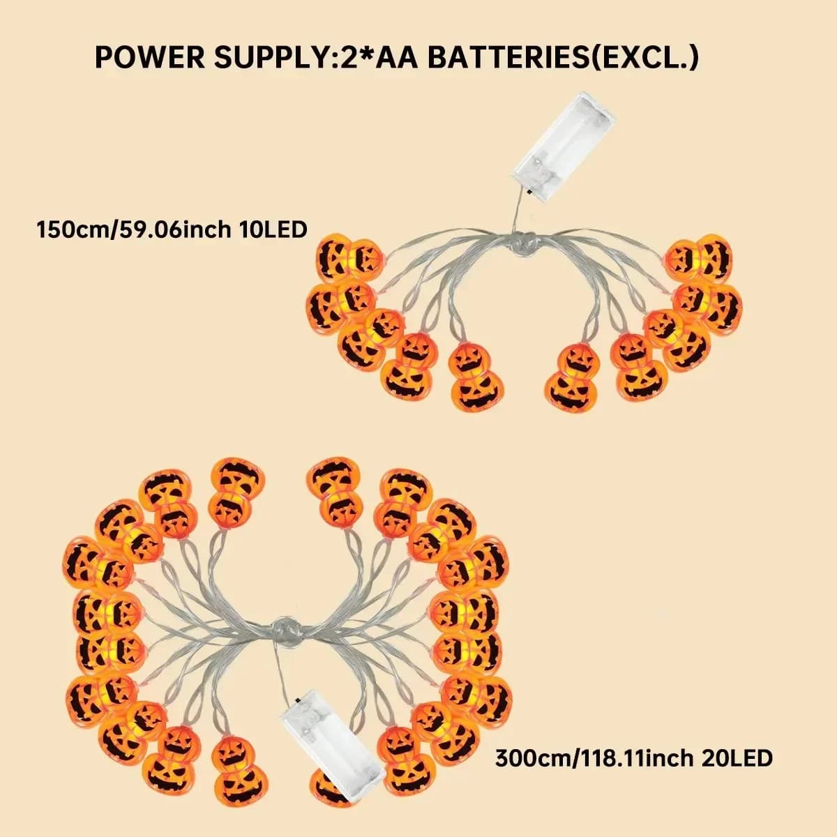 Lampu String LED Labu Wajah Senyum Jingga
