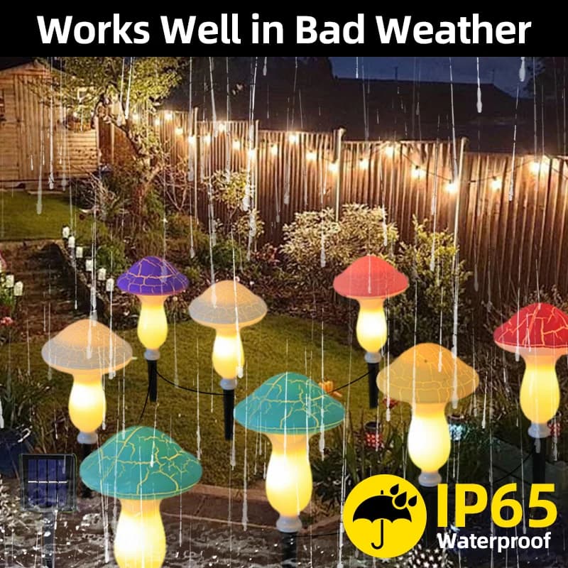Lampu Tali Taman Cendawan Solar 8 Mod