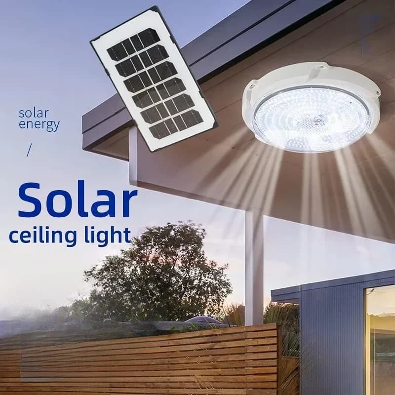 Lampu Siling LED Solar Kalis Air dengan Remote untuk Dalaman dan Luaran