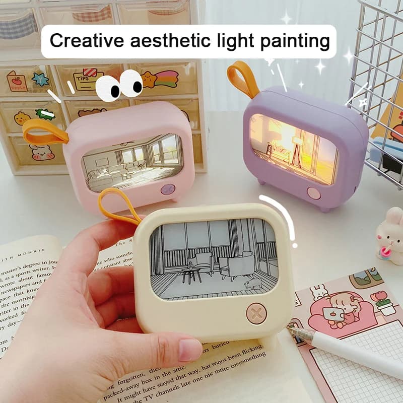 Lampu Malam Mini Gaya TV Cat Rechargeable