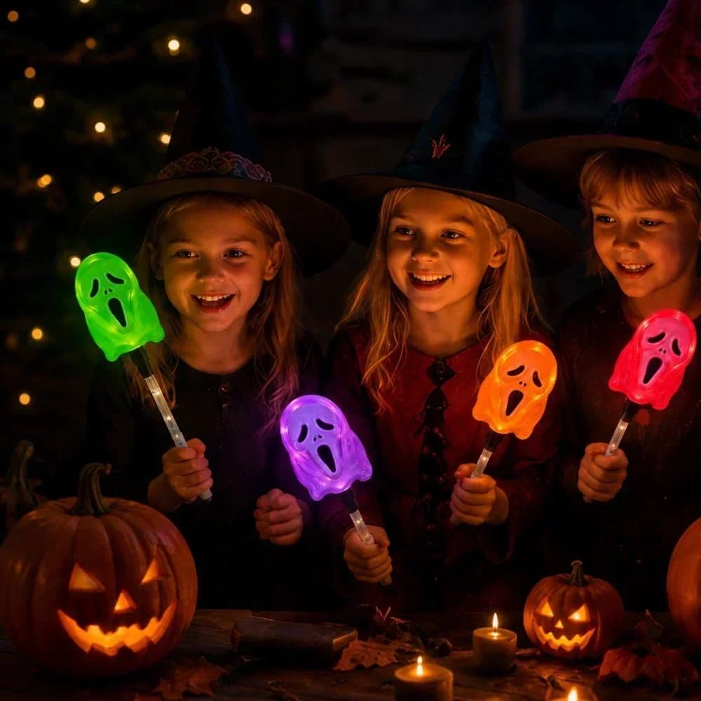 Lampu Tongkat LED Topper Hantu Pelbagai Warna Halloween