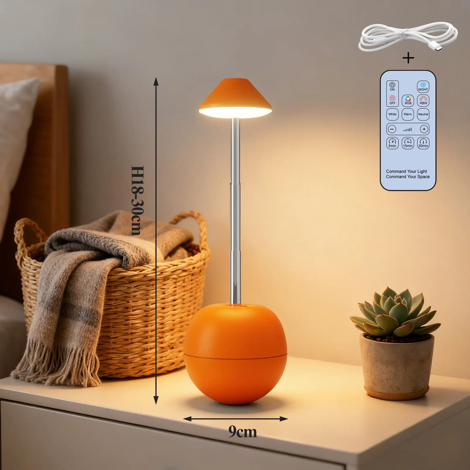Lampu Meja LED Malam Kreatif Boleh Cas Semula dengan Remote