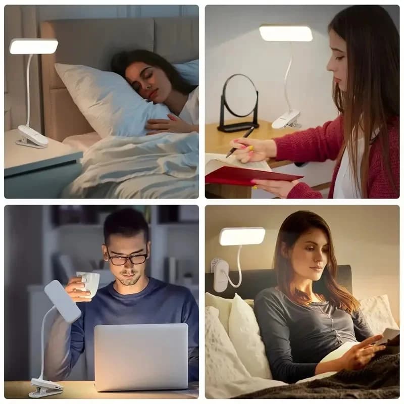 Lampu Meja LED Klip USB Boleh Cas Semula, Boleh Laras Kecerahan
