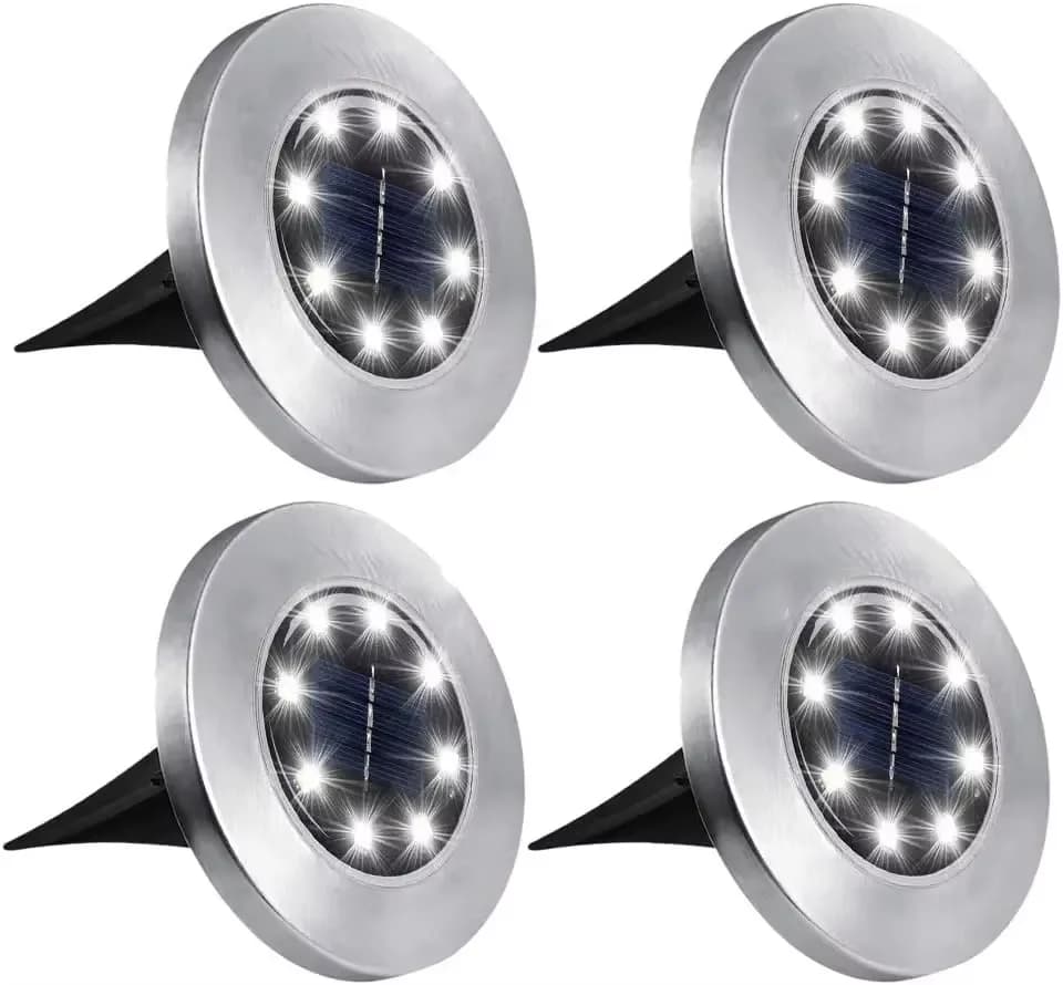 Lampu Dek Cakera LED Solar Pek 4, 8 LED
