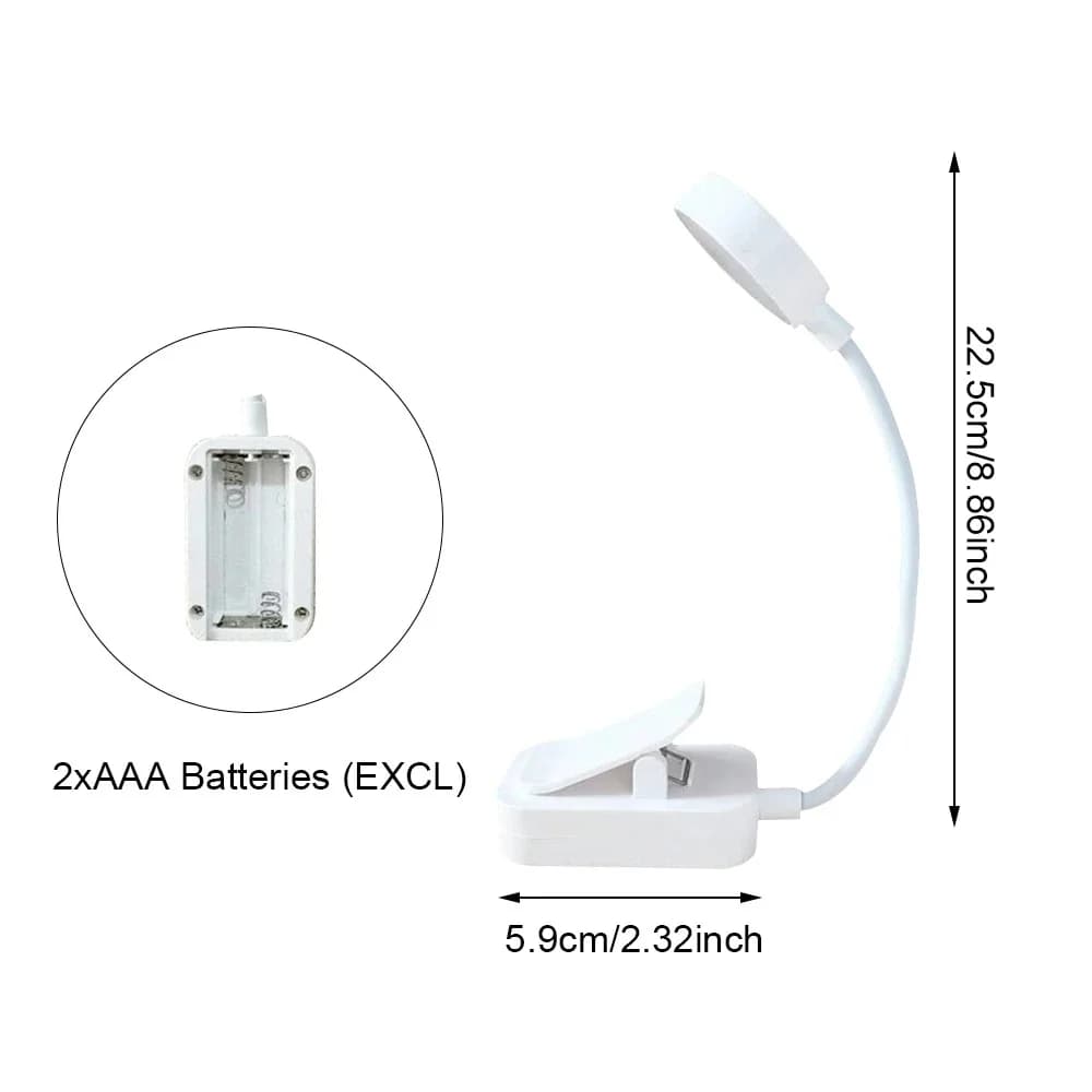 Lampu Klip LED Boleh Dimurkan & Diputar Berkuasa Bateri