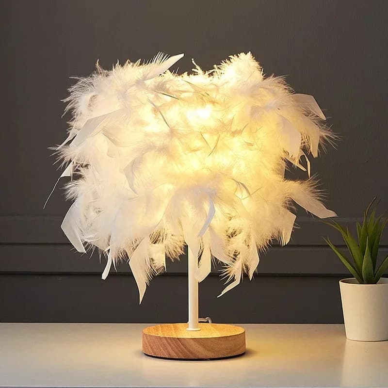 Lampu Meja Cahaya Malam Ambien Bulu USB