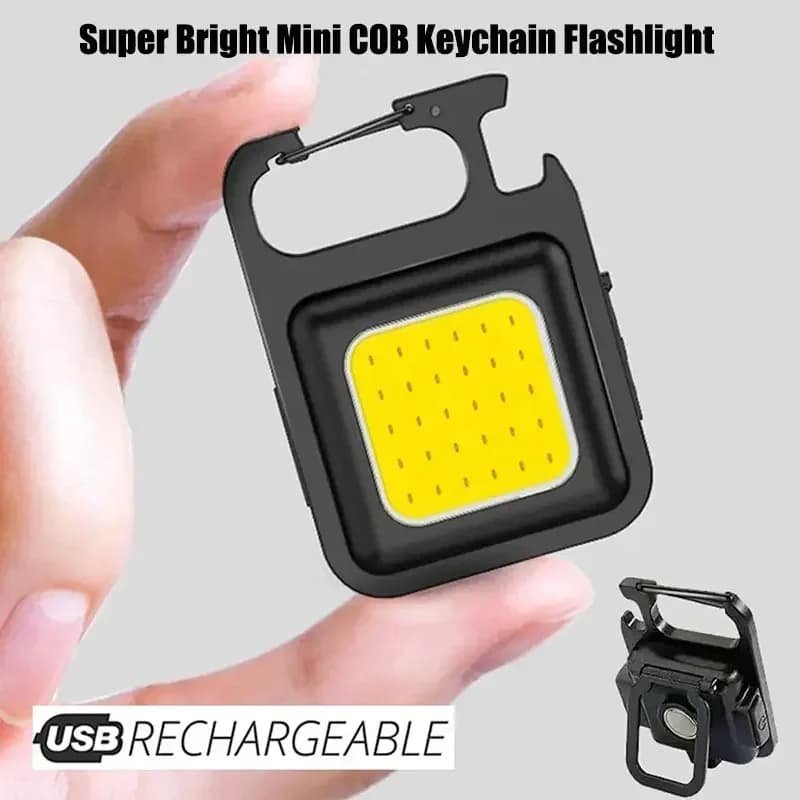 Suluh Keychain LED COB Mini Boleh Cas Semula dengan Pembuka Botol