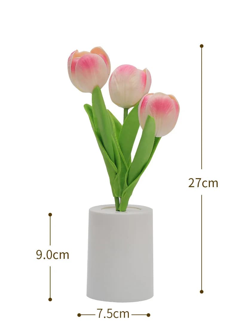 Lampu Malam Simulasi Buket Tulip LED Cahaya Hangat