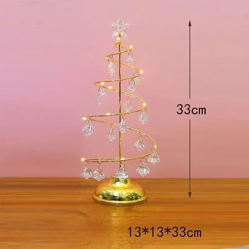 Lampu Malam Kristal Pokok Krismas LED Besi Berlapis Elektro
