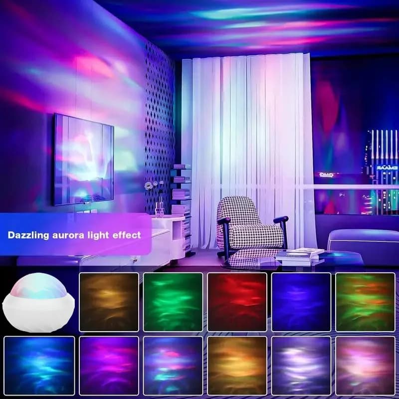 Lampu Malam Projektor Aurora RGB dengan Remote